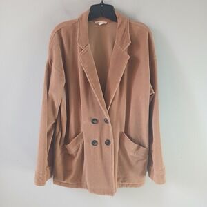Madewell Women's Size Large Knit Corduroy Redford Blazer Tan Relxed Two Button